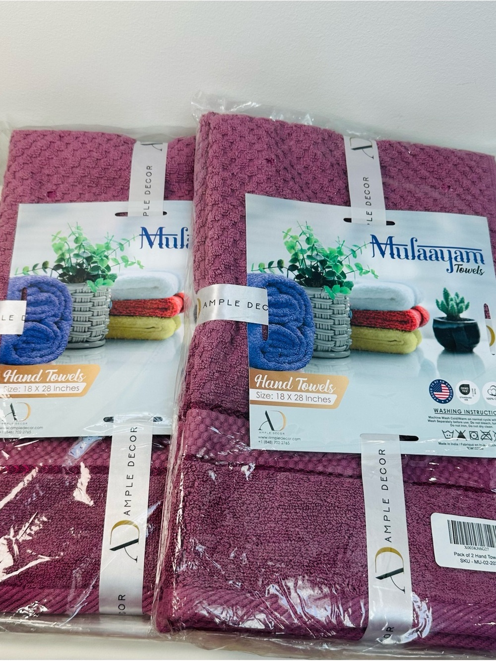 Hand Towels 18”x28” Cotton Plum (Set of 4) NEW